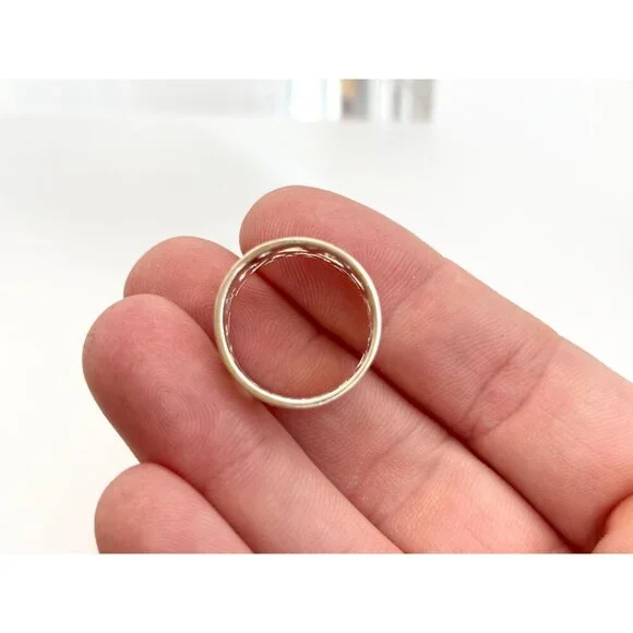 Ornate Cutout Floral Straight Chunky 925 Sterling Silver Vintage Ring - sz 6 - Picture 7 of 11